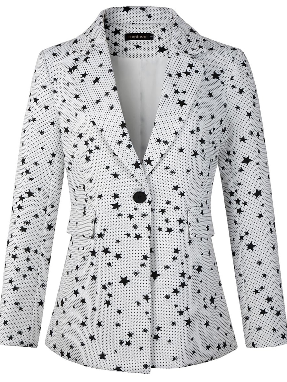 Beninos Womens Long Sleeve Casual One Button Blazer Jacket